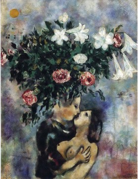 Marc Chagall œuvres - Amants sous les lys contemporain Marc Chagall